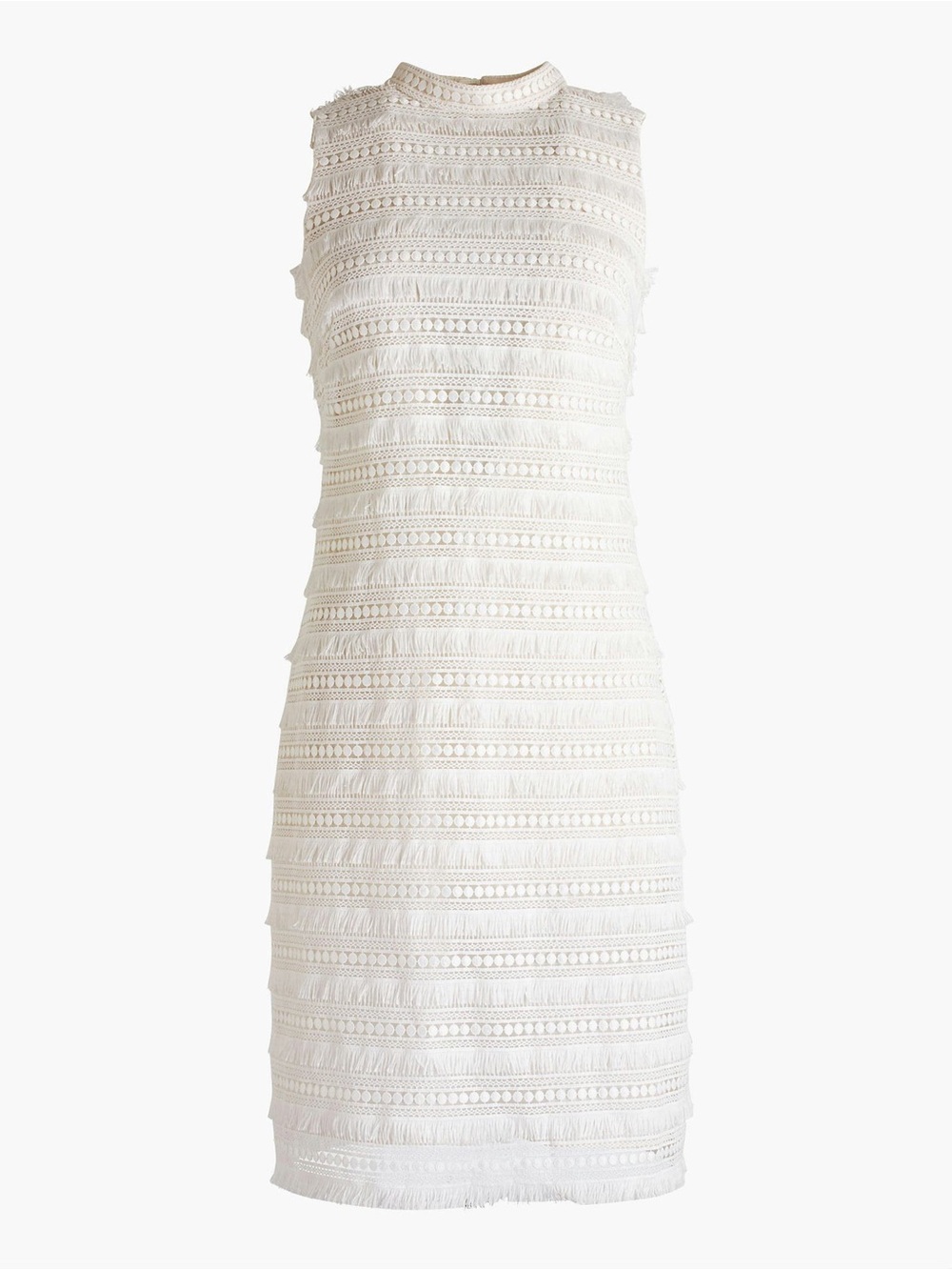 J.Crew White Sheath Dress in Fringy Lace - EUC